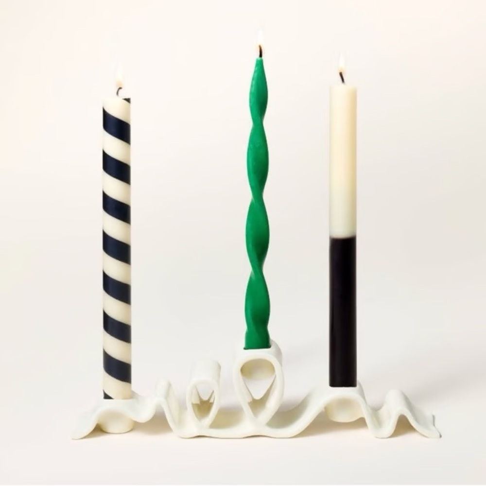 NWT Kate Spade x Target Candelabra Ribbon Ceramic Taper Candle Holder in Cream